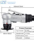Lightweight 2 In 1 Air Chamfering Machine For Metal And Wood, showing dimensions and adjustable depth settings for precise cutting.