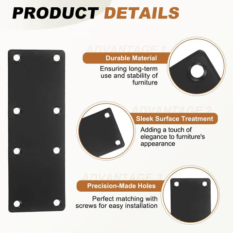 Heavy Duty Black Iron Shelf Brackets Set With Screws, 12 Pack, highlighting durability, sleek surface, 5.39 x 1.97 inch