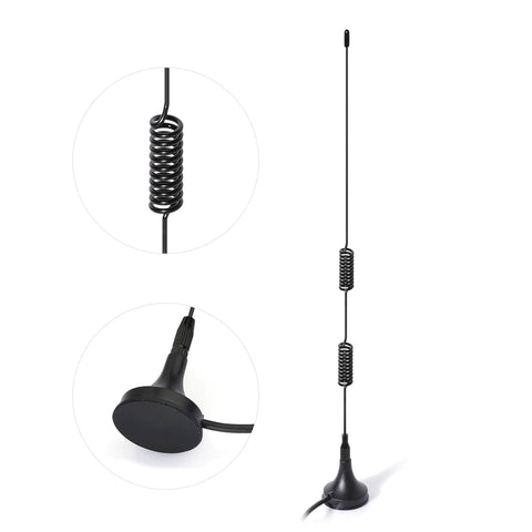 Rad VHF UHF Ham Radio Scanner Antenna with Magnetic Base and BNC Male Connector, 50 Ohm, 3m Cable, Wide 20MHz to 1300MHz Range