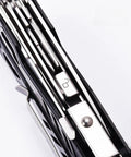 Side view of Do It All Folding Multitool Pliers With Safety Lock Stainless Steel EDC Tool showing closed blades and lock mechanism.