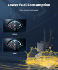 Illustration showing before and after fuel gauges with improved efficiency from Fuel Pump Replacement E3621S for Chevy GMC classic trucks.