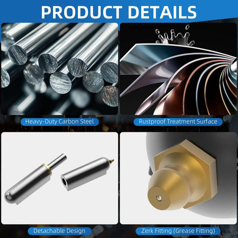 Heavy Duty 3 Inch Weld On Hinges 4 Pack With Grease Fittings Tough As Nails Carbon Steel product details including steel rods and grease fitting.