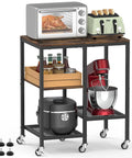 Go To Rolling Kitchen Cart With Wheels 4 Tier Baker Rack Microwave Stand And Coffee Bar Table Small Appliance Storage Shelf Utility Side Table For Kitchen And Living Room Rustic Brown with appliances