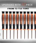 Compact 10 In 1 Torx Screwdriver Set Covers T2 To T15 With Solid And Security Bits Perfect For Fixing Macbook, Xbox, PS5, Ring Doorbell, Or Computer Gear At Home Or On The Go Without Breaking A Sweat. 10-piece S2 steel Torx screwdrivers, T2-T15, 6.4in