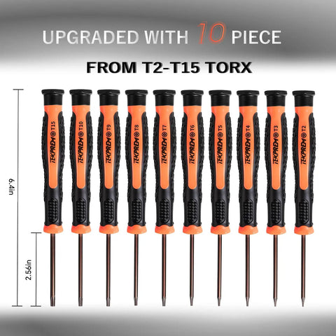 Compact 10 In 1 Torx Screwdriver Set Covers T2 To T15 With Solid And Security Bits Perfect For Fixing Macbook, Xbox, PS5, Ring Doorbell, Or Computer Gear At Home Or On The Go Without Breaking A Sweat. 10-piece S2 steel Torx screwdrivers, T2-T15, 6.4in