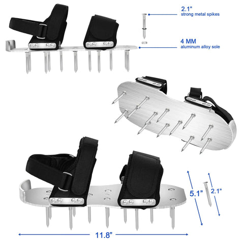 2026 Aluminum Alloy Base Plate Lawn Aerator Shoes With Adjustable Straps Preassembled Metal Spike Boots For Lawn Aeration