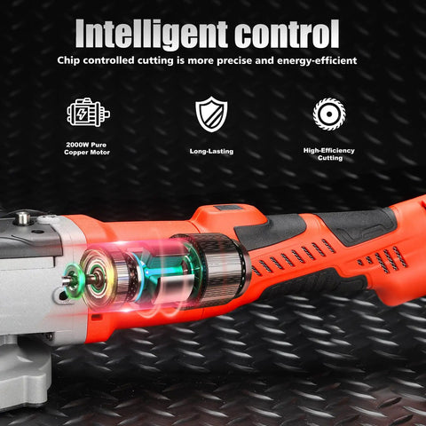 Heavy Duty 2100 W Brushless Electric Rebar Cutter With 110 Mm Blade showcasing chip control and copper motor for efficient cutting.