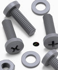 Top Shelf M6 X 20 Millimeter Polypropylene Cross Pan Head Bolts Kit With Corrosion Resistant Nuts And Washers For Straight Up DIY Fixes And Heavy Duty Assembly Work In Slick Dark Gray