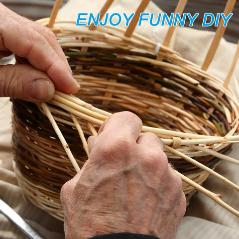Hands weaving basket with Round Reed Spline 350 Ft Roll 0.14 Inch for DIY Furniture and Basket Weaving Cane Webbing Coil.
