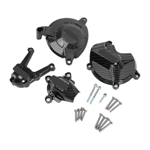 Straight Forward Fiberglass Nylon Engine Cover Set Replacement For Bmw S1000R 2009 To 2016 With Slick Carbon Weave and hardware.
