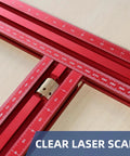 Heavy Duty Adjustable Square Frame Router Rail Guide System with Pro Grade Aluminum Template showing clear laser scale for precision measuring.