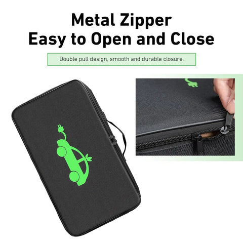 Keep Your Ride Tight And Dry With This Heavy Duty Waterproof Ev Charging Cable Storage Bag And Portable Cord Organizer, metal zipper detail.