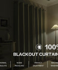 Light Grey Linen Blackout Curtains Two Panels W50 x L102 Inches Long Room Darkening Thermal Insulated in bedroom setting