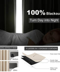 Heavy Duty Blackout Curtains For Track System, 9 Ft Long Cream Tan 2 Panel Set with full darkness demonstration.