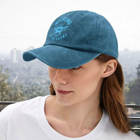 Vacation Quotes Funny Hat For Women Cool Washed Cyan Blue Cap That Says It All With Cute Humor Lightweight Sun Protective Style