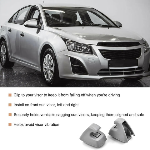 Sun Visor Clip 2 Pack Retainer Bracket Replacement For Chevy Cruze 2011 2016 And Buick Verano 2012 2017 Gray ABS product with car