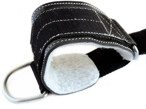 Grip Tight Adjustable Ankle Cuff And Glute Kickback Strap For Cable Machines heavy duty nylon with padded interior and metal ring