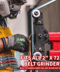 Worker using 2 Inch By 72 Inch Surface Conditioning Kit With Coarse, Medium, Very Fine And Ultra Fine Nonwoven Belts, One Each For Smooth Finishes