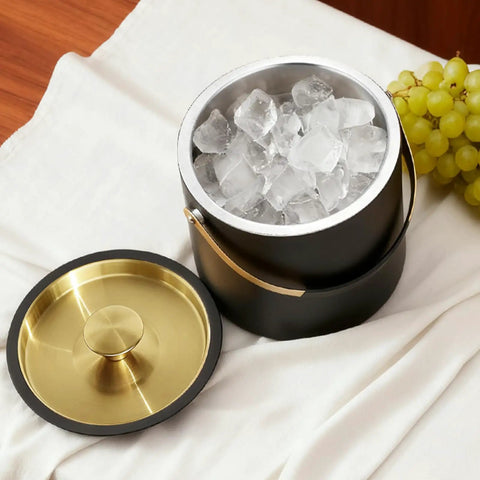 3.2 Liter Double Wall Stainless Steel Ice Bucket With Silicone Lid Scoop And Strainer Insulated Ice Bin For Parties And Cocktail Bars