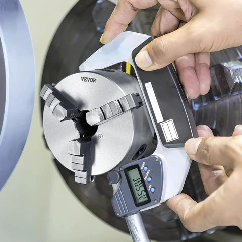 Tough As Nails 6 Inch 3 Jaw Lathe Chuck With Self Centering Quench Hardened HT300 Body And Reversible Steel Jaws Featuring T Key Wrench For CNC Mills And Garage Workbenches