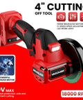 Cordless Cut Off Tool Built To Crush It With 18V Battery System, 18,000 RPM Brushless Motor, 4 Inch Cutting Blades, side view