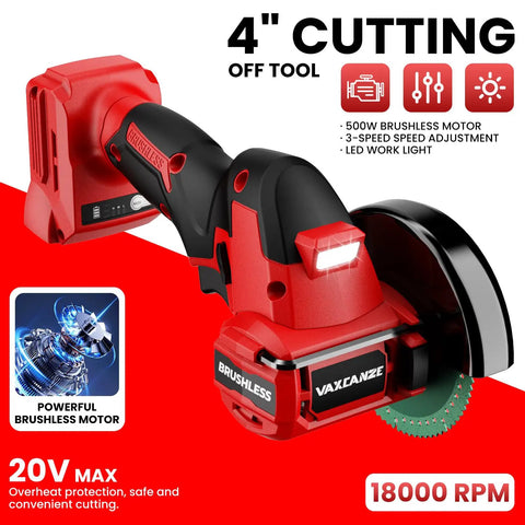 Cordless Cut Off Tool Built To Crush It With 18V Battery System, 18,000 RPM Brushless Motor, 4 Inch Cutting Blades, side view
