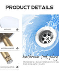 Copper Bathtub Drain Stopper with Rotary One Press Sealing shown in installation step with anti-rust copper material and water flow.