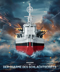 Front view of Battleship Building Set 60011 Classic Military Missouri Warship Model Kit for Adults and Teens in ocean scene.