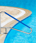 Heavy Duty Pool Handrail With Four Corner Flex And Blue Rubberized Comfort Guard Forged From 304 Stainless Steel by the poolside