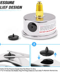 Stainless Steel Thermal Pressure Gauge 0 To 160 PSI And 30 To 250 Fahrenheit, Two And A Half Inch Dial, Pressure Relief Design