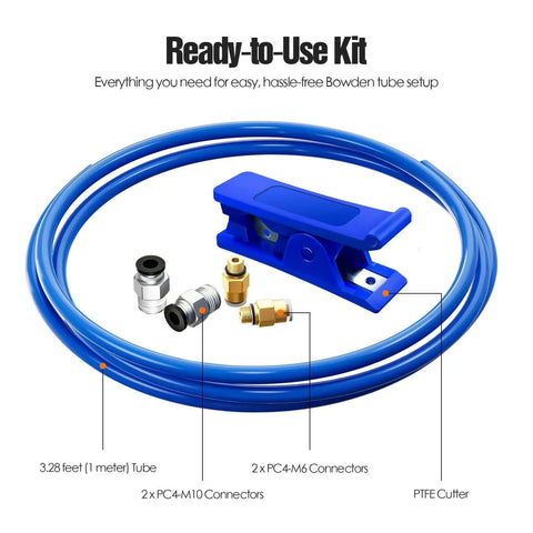 Bowden Tube Kit For 1.75mm Filament PTFE Tube With PC4 M10 And PC4 M6 Connectors Cutter Included 3D Printer Accessory Diagram