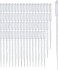 100 Pack 3mL Disposable Plastic Pipettes Dropper For Precise Liquid Transfer And Strong Suction Perfect For Essential Oils Resin Crafts Labs Kids Activities DIY Art Projects, arranged in rows