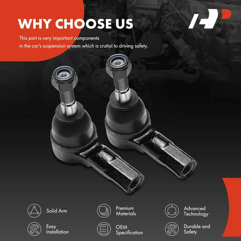 Two Pack Front Outer Tie Rod Ends For Chevy Trax 2013 To 2022 With Hydraulic Steering Left And Right Front Installation Premium Replacement For Chevy Trax With Durable Ball Joint Ends, black steel