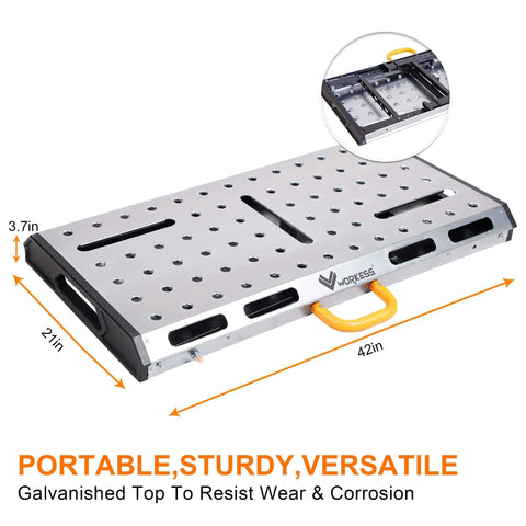 Heavy Duty Welding Table With 1000 Lb Load Capacity, Folding Metal Workbench for Welding, 42x21 inch steel top.