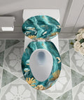 Elongated Resin Toilet Seat for Bathroom with colorful ocean design, fits most toilets, measuring 14.5" x 18.5".