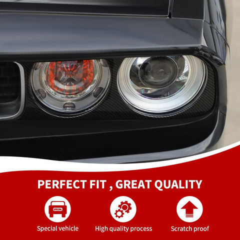 Carbon Fiber Front Headlight Cover Trim For Dodge Challenger 2009 2010 2011 2012 2013 2014 ABS Plastic Exterior Decoration Kit
