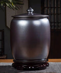 Heavy Weight Rice Storage Box Kitchen Sealed Grain Dispenser Airtight Cereal Jar With Lid Pantry Bin on a wooden table.