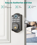 Keyless Entry Door Lock With Fingerprint And Password, Auto Lock, 1 Second Entry, 0.3 Second Fingerprint Unlock, Oil Rubbed Bronze Lock Installed