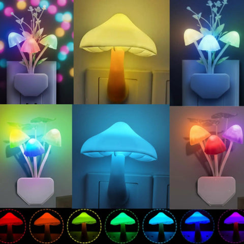 Six Pack Mushroom Night Light LED Plug In Lamp With Dope Seven Color Changing Glow for adults bathroom home decor