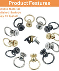 Hella Secure 30 Pack Screwback Rivets For Leather Craft Diy Setup Round Head Metal Studs With Smooth Pull Ring set showing various finishes.