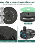 1W Solar Bird Bath Fountain Pump With 6 In 1 Nozzles showing advanced monocrystalline panel and floating circle design