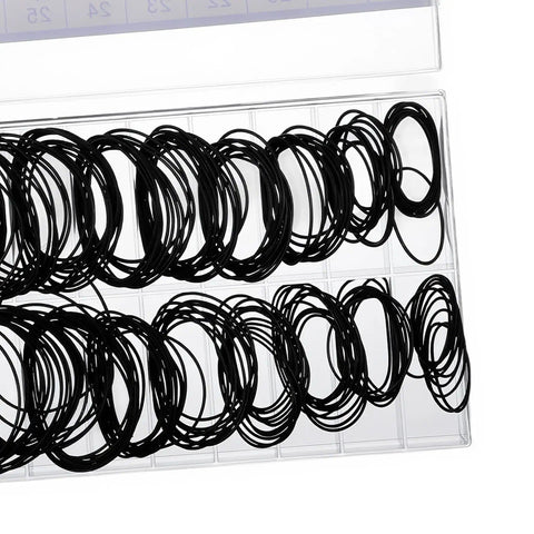 180 Pcs Watch Gasket O Ring Kit With 18 Sizes Waterproof Rubber Seals for case repair in a clear box