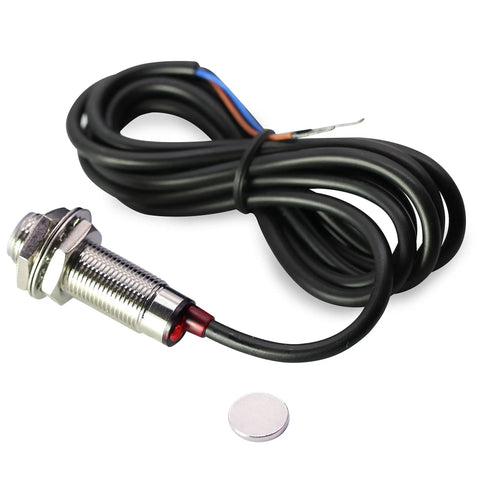 Top Tier Industrial Hall Effect M12 Proximity Switch Npn Three Wire Normally Closed with 10mm detection range and cable.