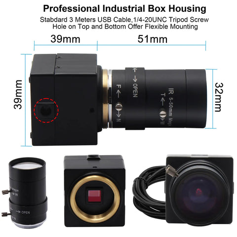 Professional industrial box housing with 8MP USB Camera With 10X Optical Zoom And 5 To 50mm Varifocal Lens For PC And UVC WebCam