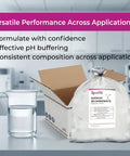 Go To Bulk 50 Lb Bag Of Lab Grade Baking Soda For Scientific Use, High Purity For pH Adjustment, Buffering, Solution Prep, Lab Workflows And Industrial Production Needs. lab-grade sodium bicarbonate bag with beaker