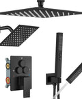 Shower Faucet Set Ceiling Mount System With Dope Dual 12 Inch And 6 Inch Shower Heads 2 In 1 Handheld Spray Push Button Diverter