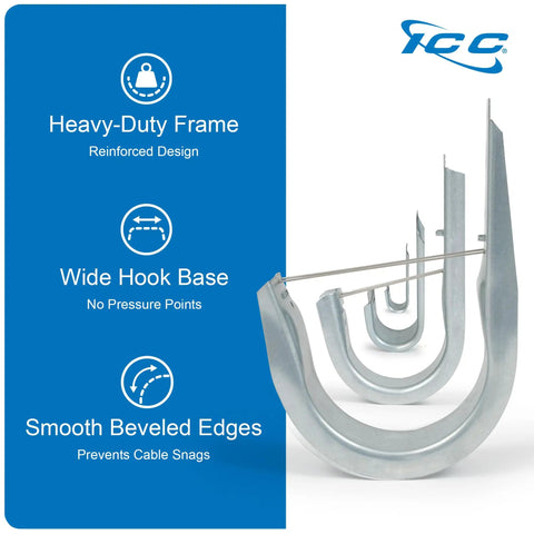 4-Inch Wall Mount J Hook 25-Pack With Retainer Clips Galvanized Steel Zinc Finish for Heavy Duty Cable Management display