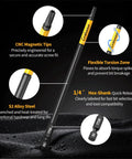Heavy-Duty 14-Piece Long Torx Bit Set With 6-Inch Reach, T7 Through T40, features magnetic tips and S2 steel, on black background