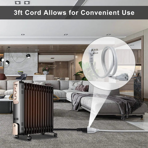 Beefed Up Heavy Duty 3 Foot Appliance Extension Cord 14 AWG 3 Prong Flat Wire SPT 3 Grounded Cable in living room setup