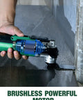 20V Cordless Oscillating Tool Kit With 26Pcs Accessories, 21000 OPM, 6 Speeds, 3 Degree Oscillation, LED Light, Battery Powered Your Go To All In One Multi Tool For Cutting Wood, Nailing, Scraping, And Sanding. brushless motor cutting against tile